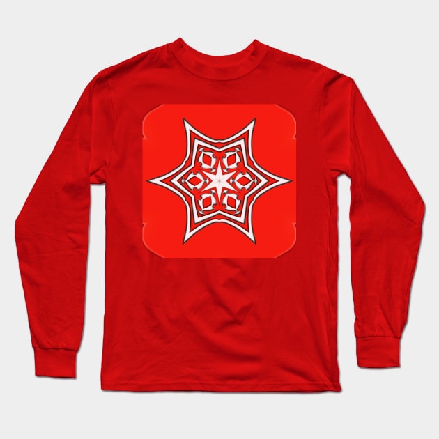 Bright Red Kaleidoscope Pattern (Seamless) 4 Long Sleeve T-Shirt by Swabcraft